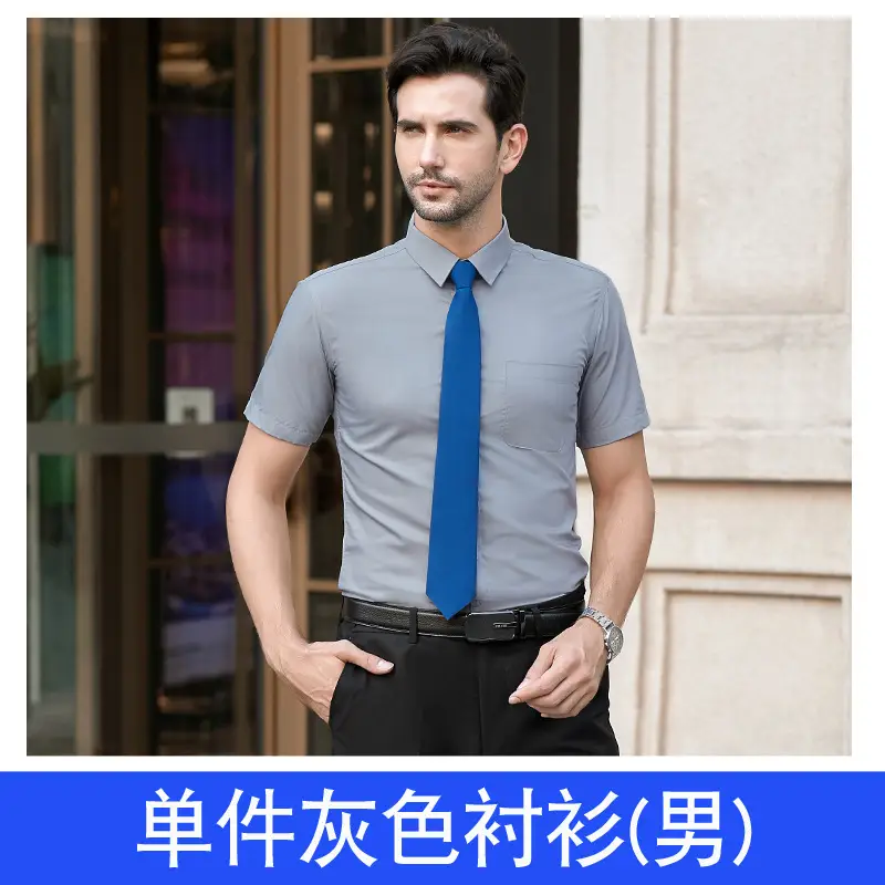 Women Blue Short Sleeve Embroidered Shirt - Image 6