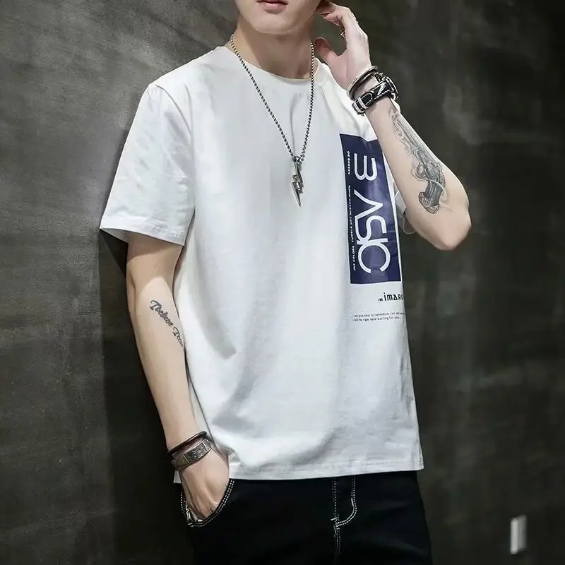 Men Black Short Sleeve T-Shirt with White Trim - Image 9