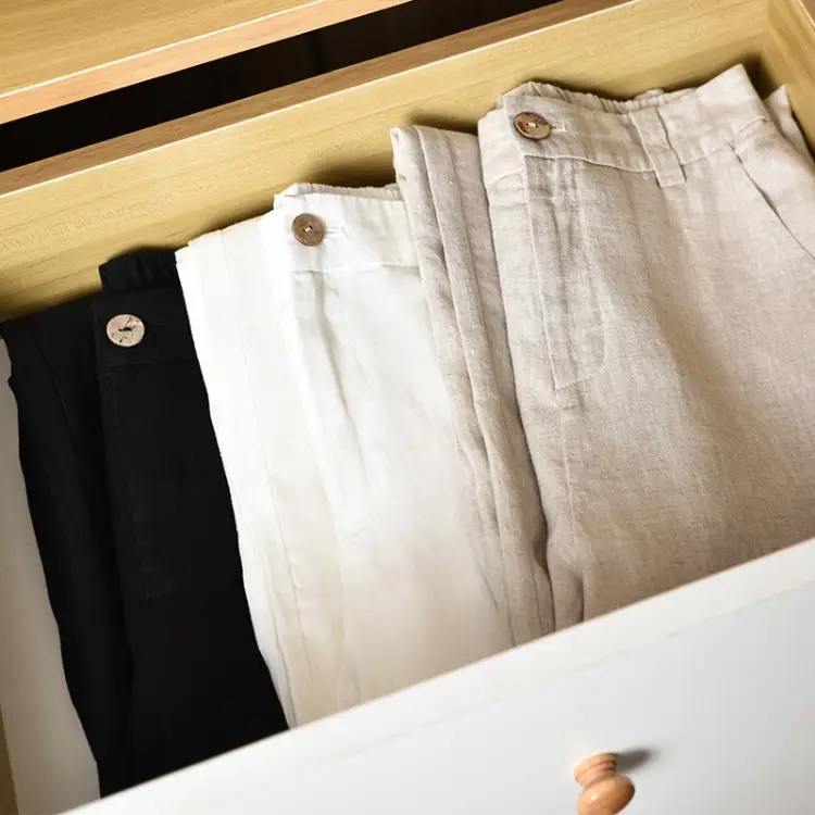 Women's White Linen Wide-leg Pants Summer 2022