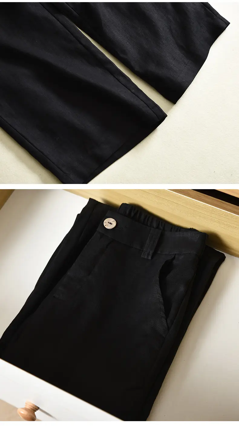 Women's White Linen Wide-leg Pants Summer 2022 — feature 26