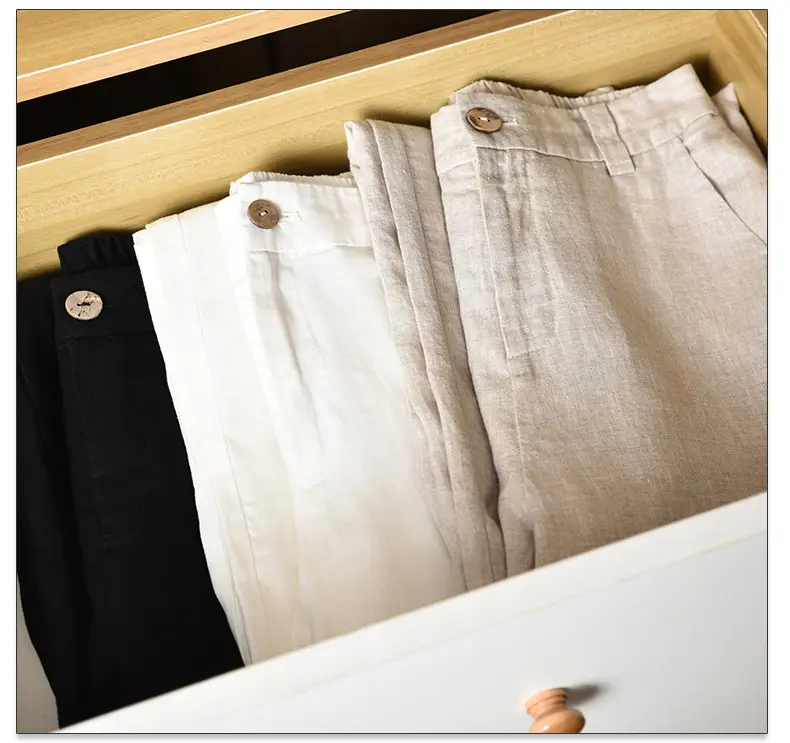 Women's White Linen Wide-leg Pants Summer 2022 — feature 4