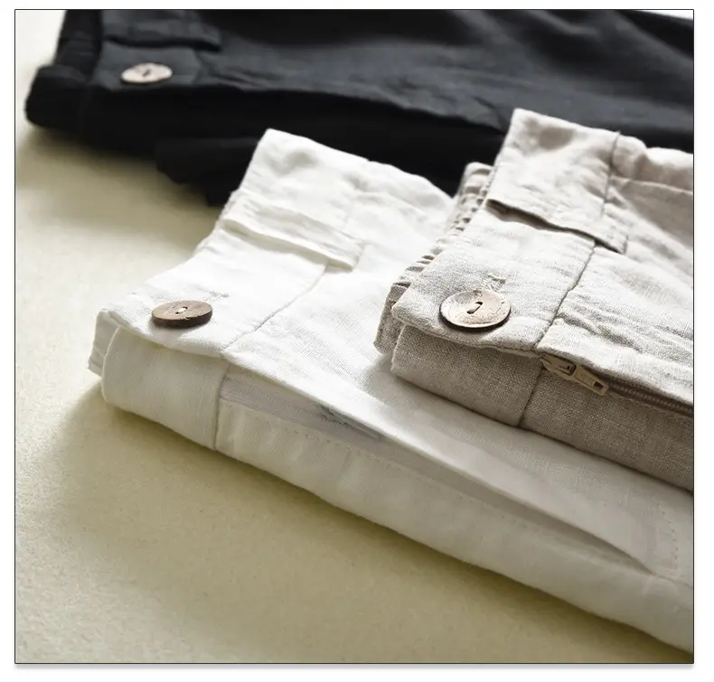 Women's White Linen Wide-leg Pants Summer 2022 — feature 5