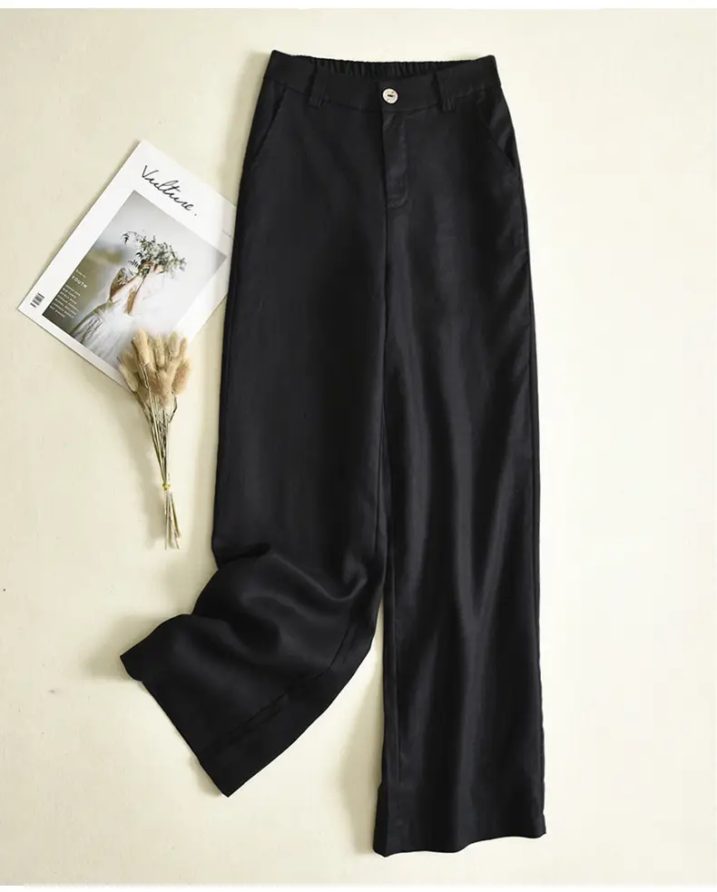 Women's White Linen Wide-leg Pants Summer 2022