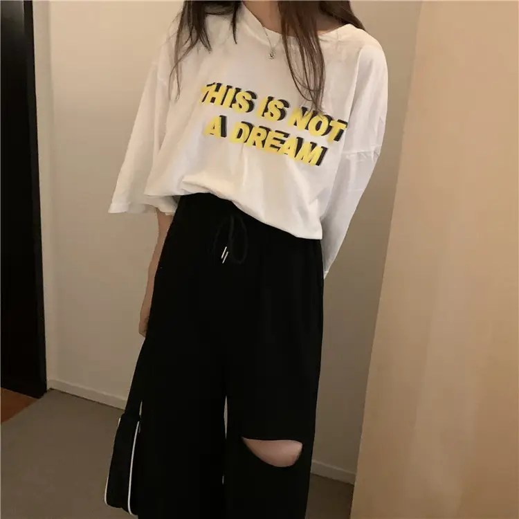 Ripped Wide Leg Pants Women Spring Summer Loose High Waist Casual Pants — feature 16