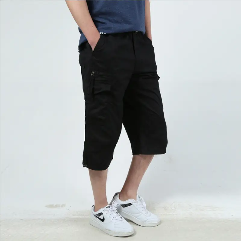 Men's Capri Pants Multi-Pocket Cotton Olive Green - Image 8