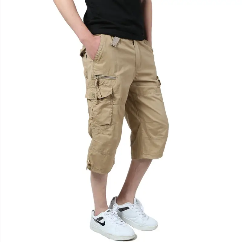 Men's Capri Pants Multi-Pocket Cotton Olive Green - Image 10