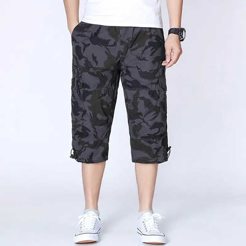 Men's Capri Pants Multi-Pocket Cotton Olive Green - Image 5
