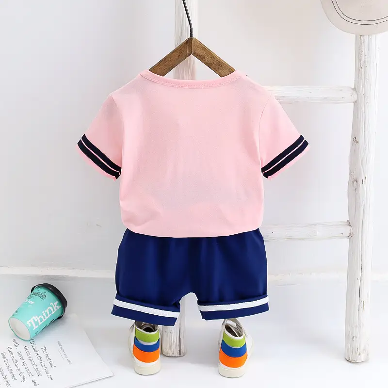 Korean Boys Navy Blue T-Shirt Shorts Set Summer Sports - Image 7