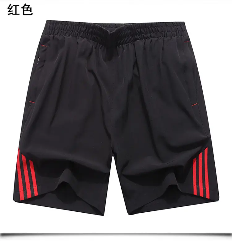 Men Black Red Stripe Sports Shorts Plus Size — feature 8