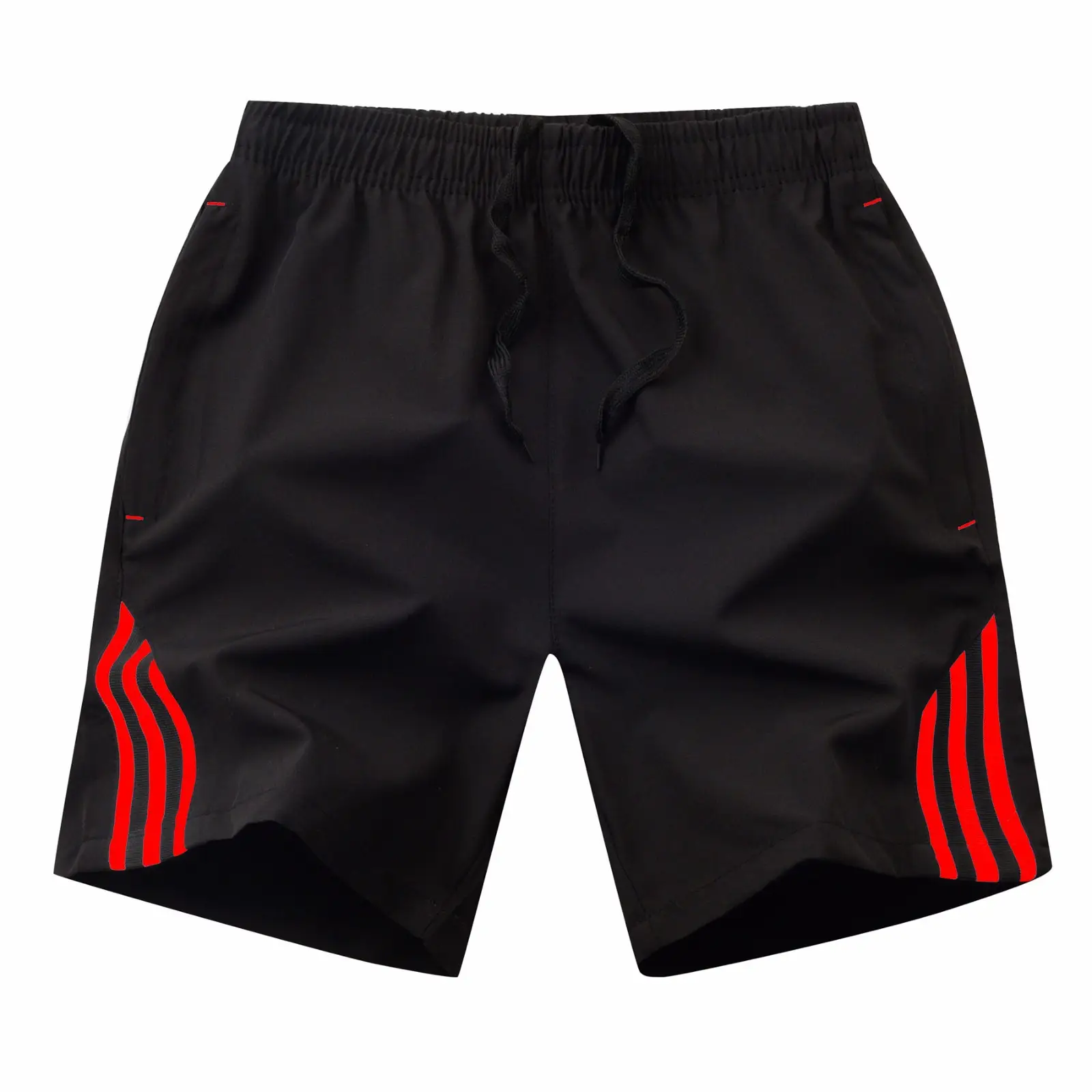 Men Black Red Stripe Sports Shorts Plus Size - Image 2