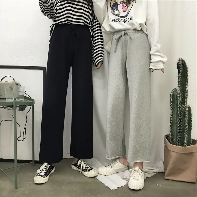 Women's Grey Wide-leg Hangting Pants Summer Casual - Image 3