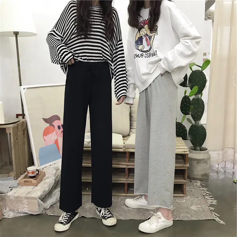 Women's Grey Wide-leg Hangting Pants Summer Casual - Image 5