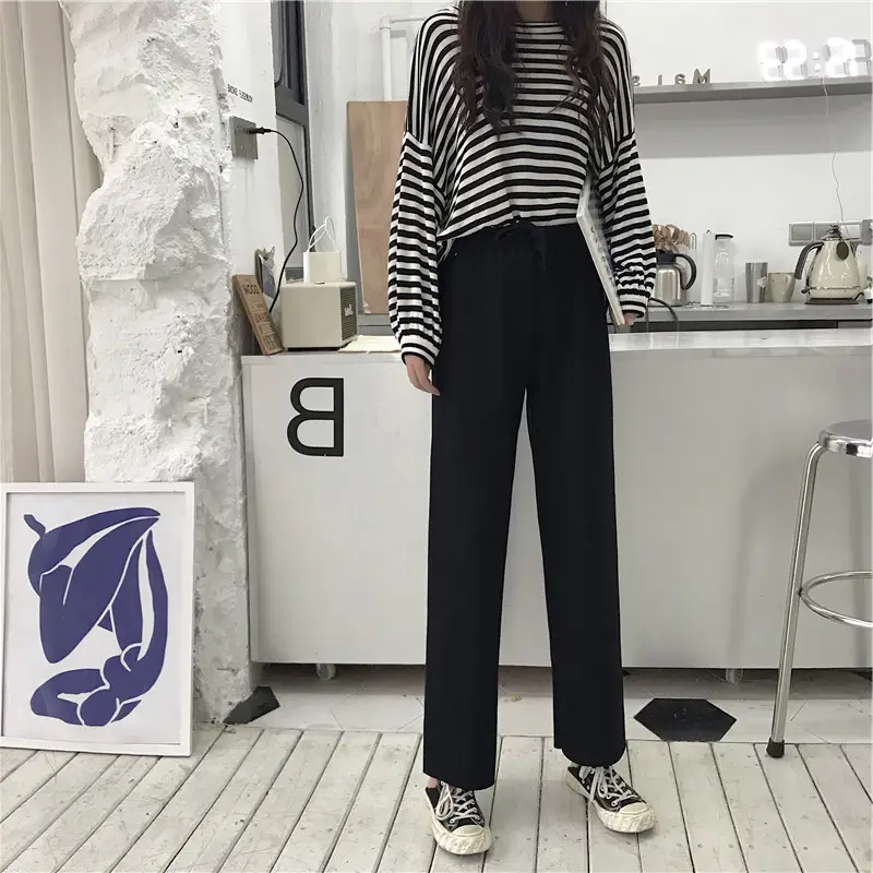 Women's Grey Wide-leg Hangting Pants Summer Casual - Image 6