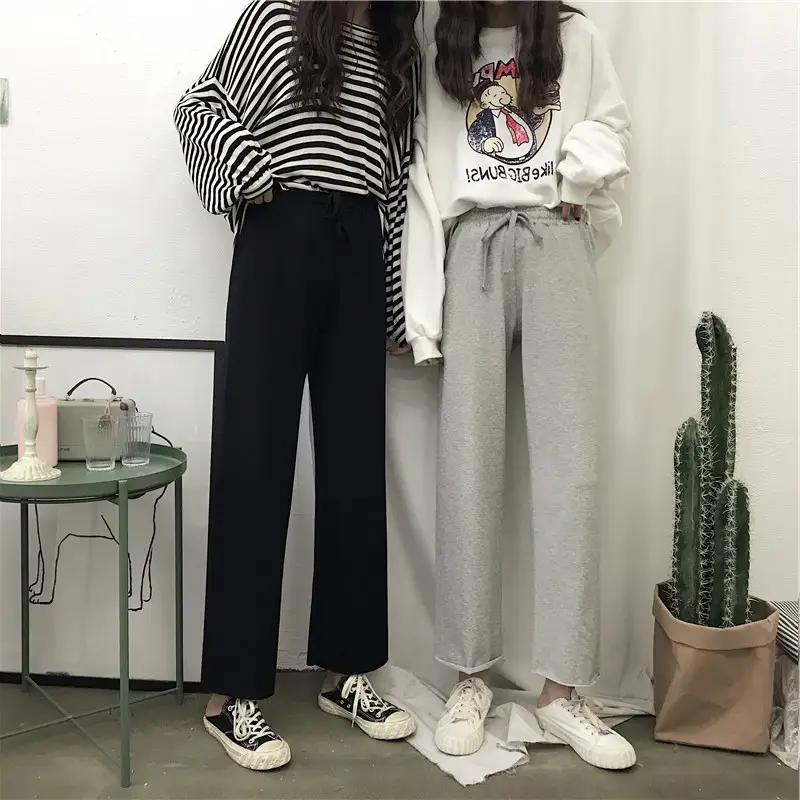 Women's Grey Wide-leg Hangting Pants Summer Casual - Image 7