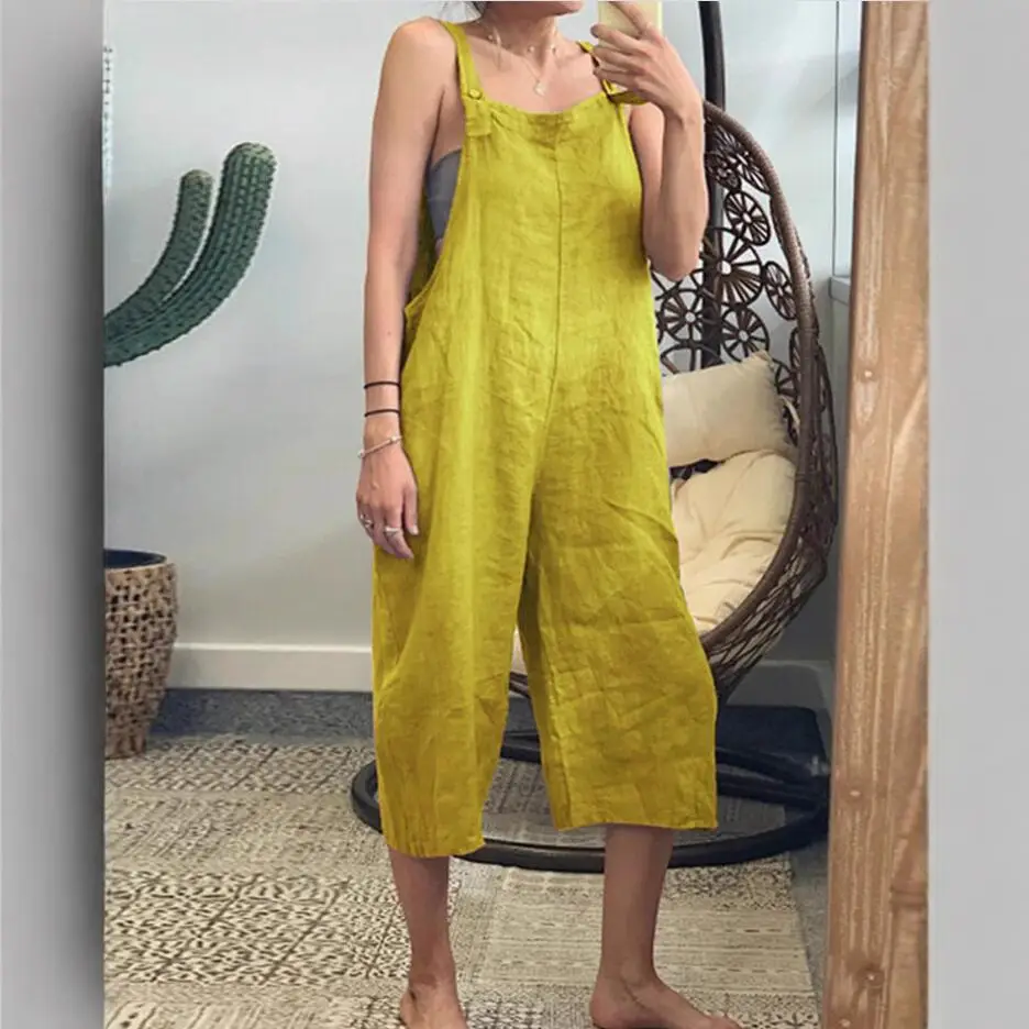2023 Cotton Cropped Jumpsuit Black Casual Strap - Image 8