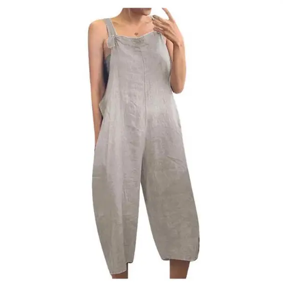 2023 Cotton Cropped Jumpsuit Black Casual Strap - Image 10