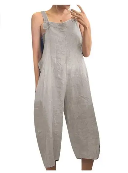 2023 Cotton Cropped Jumpsuit Black Casual Strap - Image 3