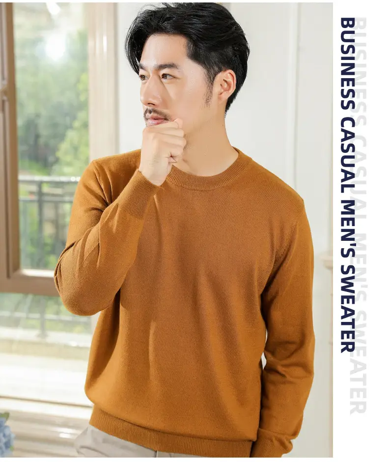 Wholesale V-neck men's sweater black solid color — feature 35