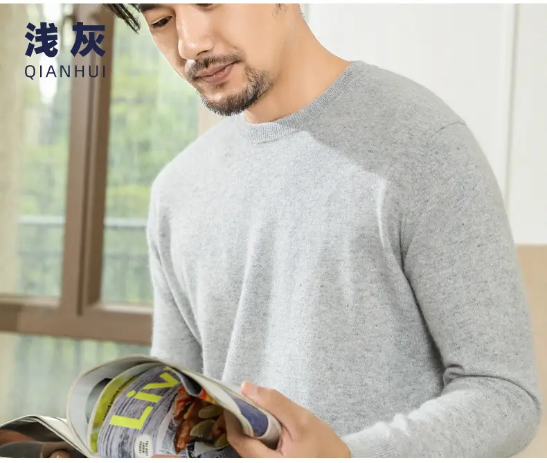 Wholesale V-neck men's sweater black solid color — feature 37