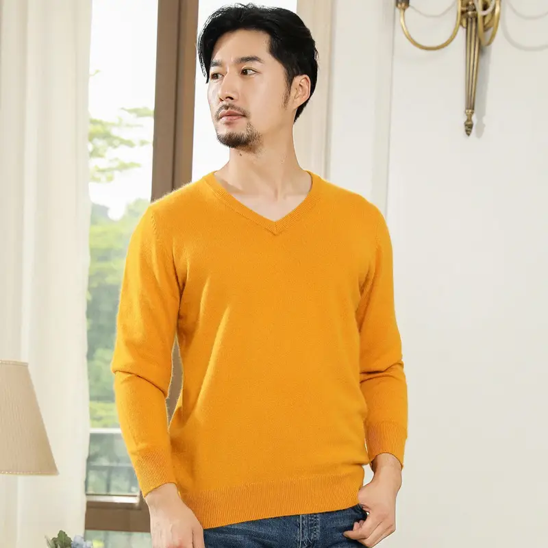 Wholesale V-neck men's sweater black solid color - Image 9
