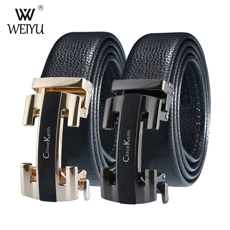Men's Black Genuine Leather Belt with Silver Buckle