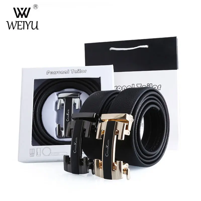 Men's Black Genuine Leather Belt with Silver Buckle