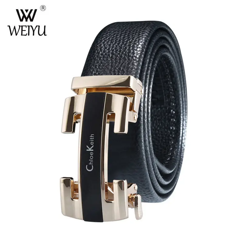Men's Black Genuine Leather Belt with Silver Buckle