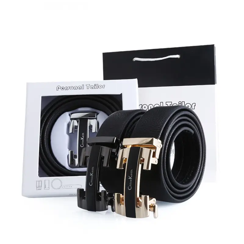 Men's Black Genuine Leather Belt with Silver Buckle