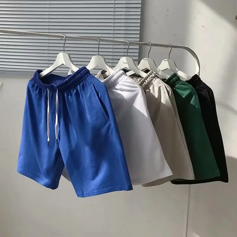 Men's Blue Solid Shorts Korean Style Loose Fit Mid-Length - Image 2