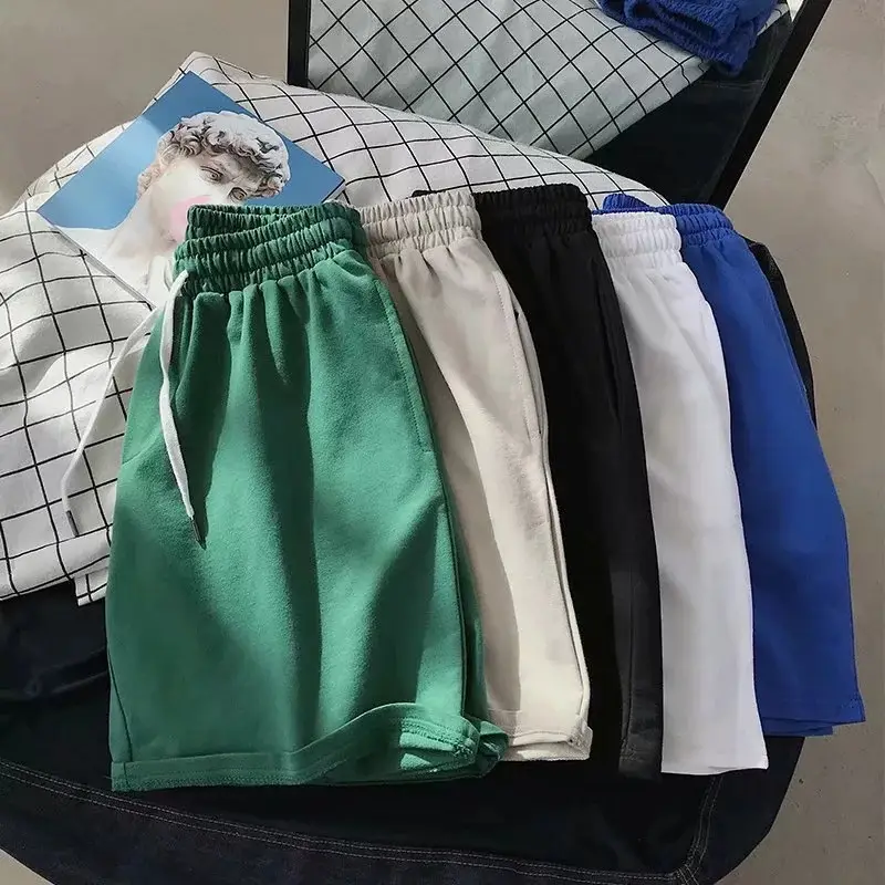 Men's Blue Solid Shorts Korean Style Loose Fit Mid-Length - Image 3