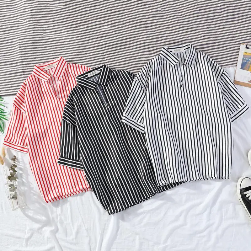 Men Striped Pullover T-Shirt Short Sleeve Summer Wear