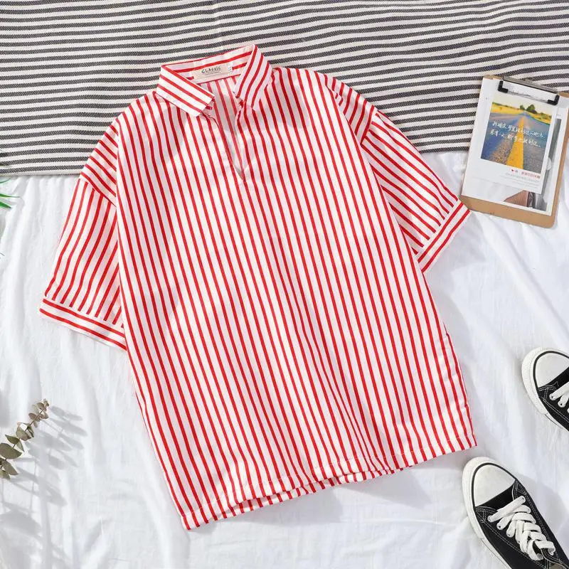 Men Striped Pullover T-Shirt Short Sleeve Summer Wear