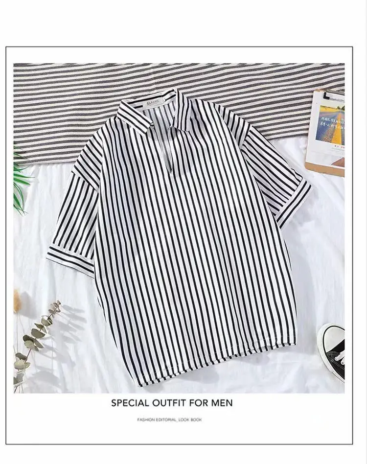Men Striped Pullover T-Shirt Short Sleeve Summer Wear — feature 5