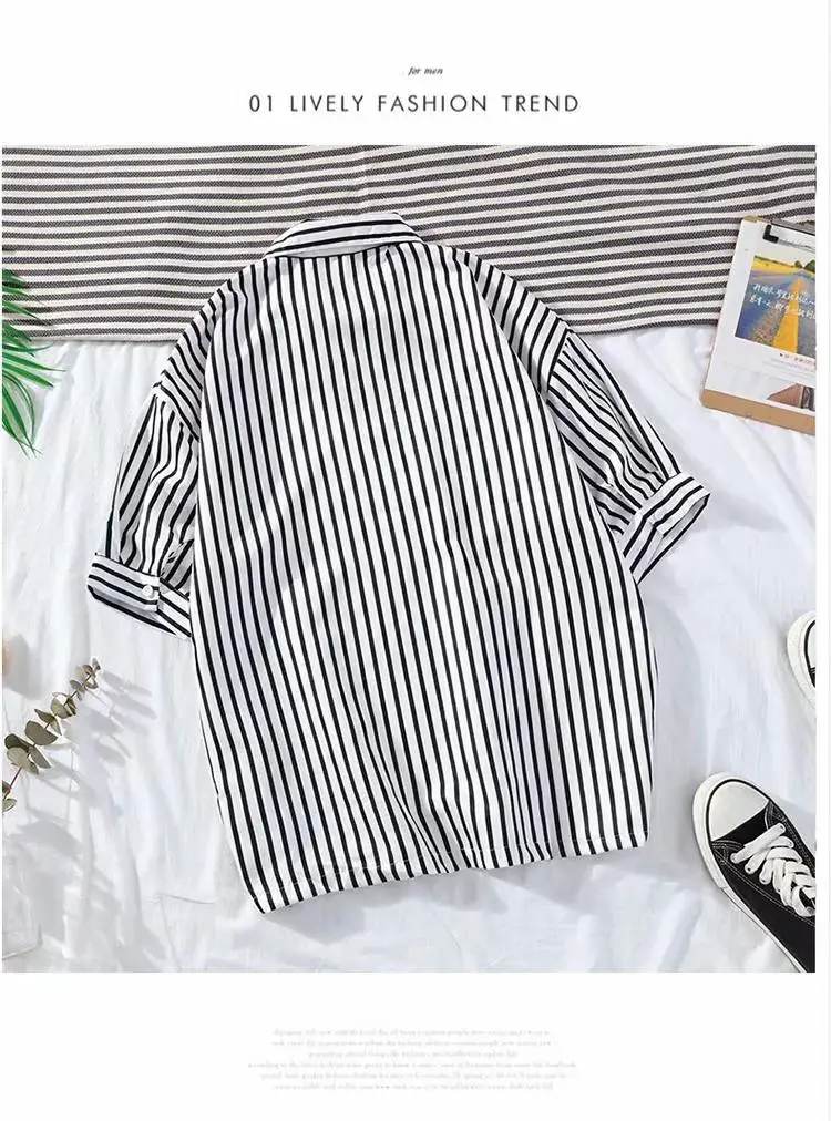 Men Striped Pullover T-Shirt Short Sleeve Summer Wear — feature 7