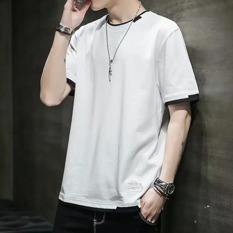 Men Grey Short Sleeve T-Shirt 2020 Summer - Image 8
