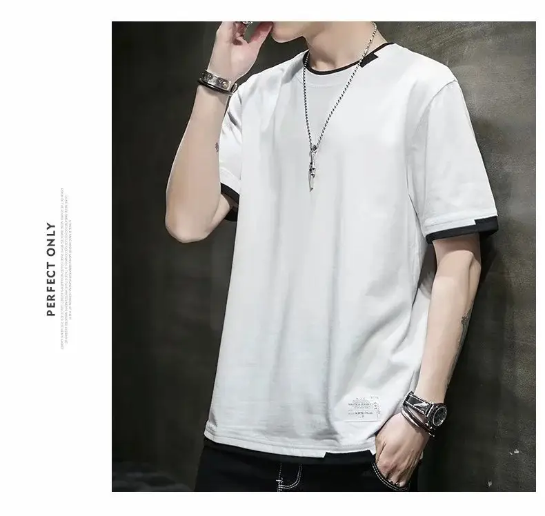 Men Grey Short Sleeve T-Shirt 2020 Summer - Image 10