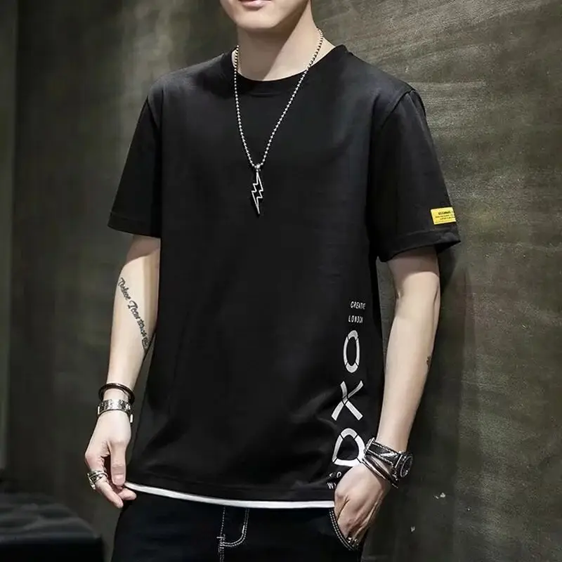 Men Grey Short Sleeve T-Shirt 2020 Summer - Image 2