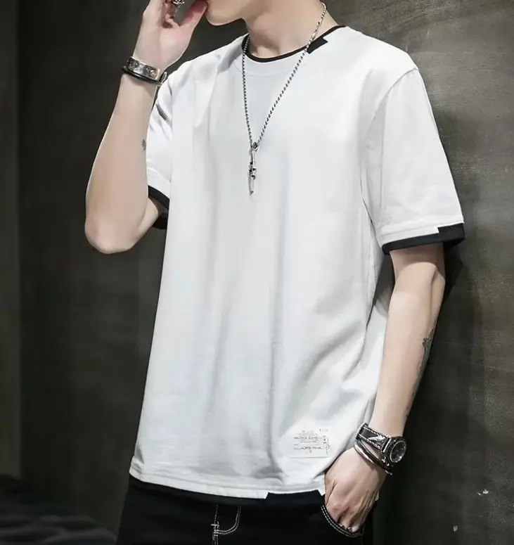 Men Grey Short Sleeve T-Shirt 2020 Summer - Image 4