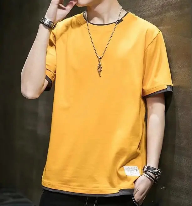 Men Grey Short Sleeve T-Shirt 2020 Summer - Image 5
