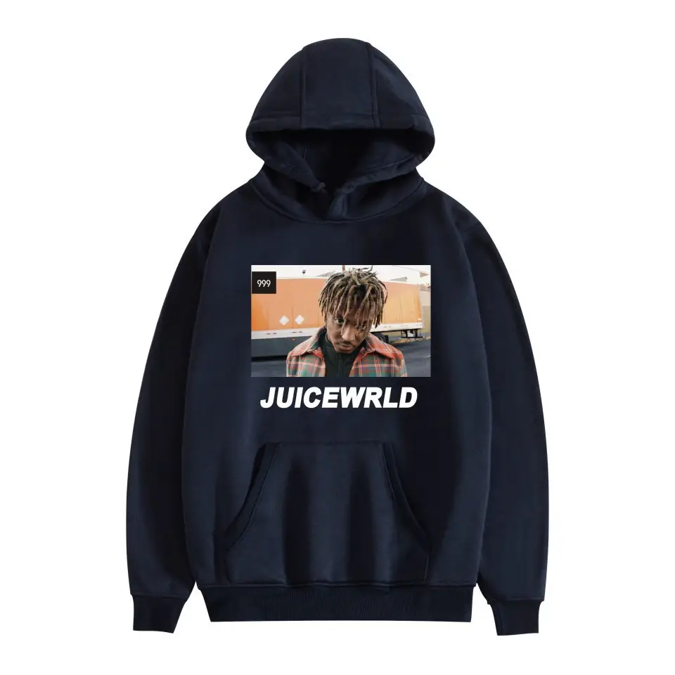 Men Black Hoodie with "JUICEWORLD" Graphic Print - Image 16