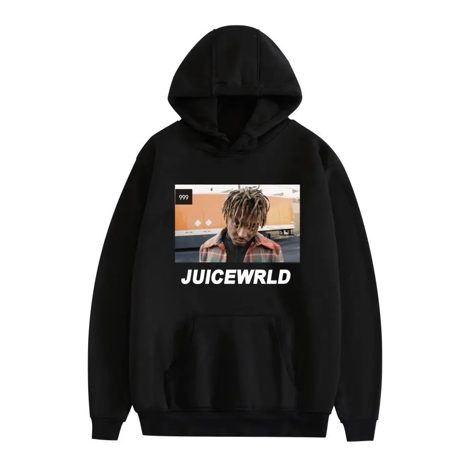 Men Black Hoodie with "JUICEWORLD" Graphic Print - Image 13
