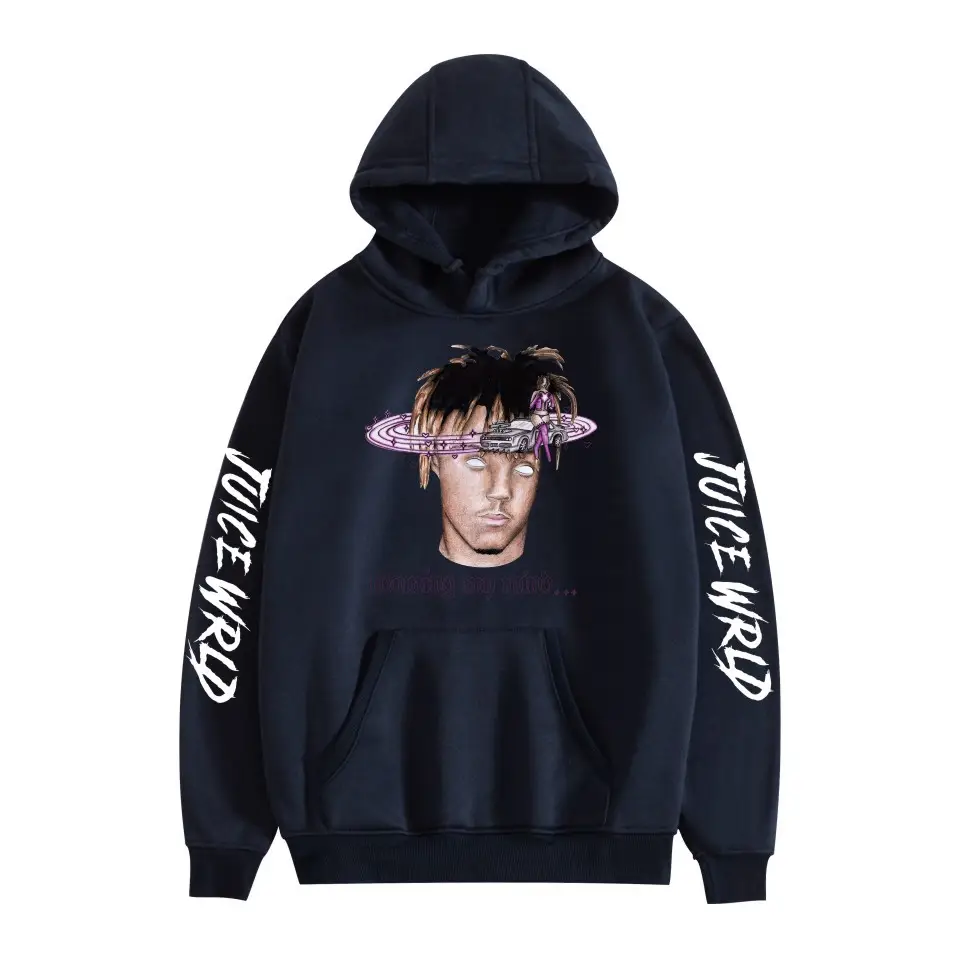Men Black Hoodie with "JUICEWORLD" Graphic Print - Image 33