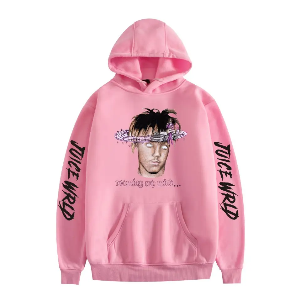 Men Black Hoodie with "JUICEWORLD" Graphic Print - Image 34