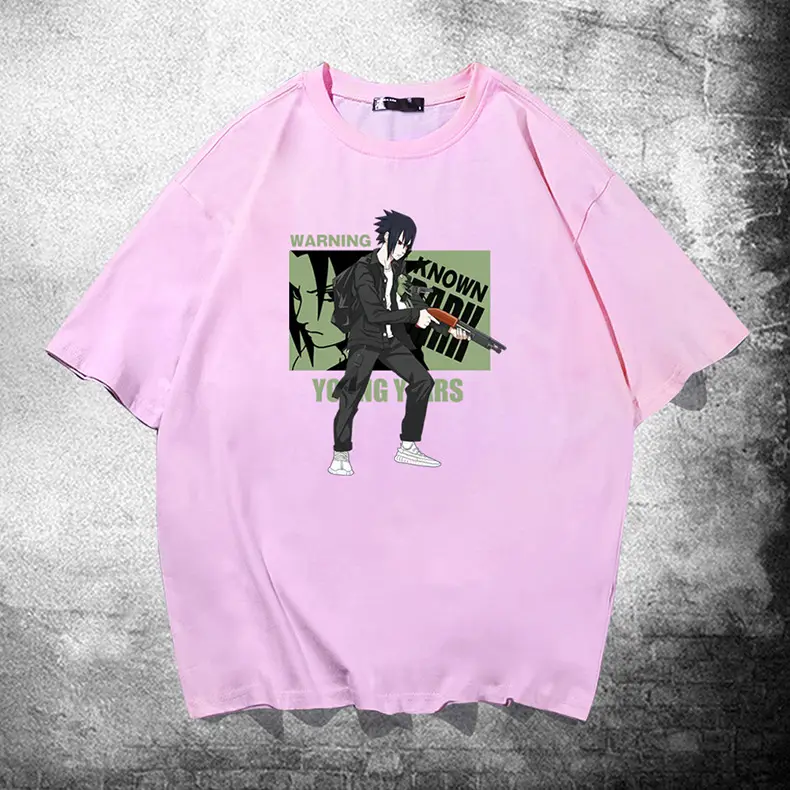 Men Black Sasuke Cartoon T-Shirt Pure Cotton Summer - Image 6