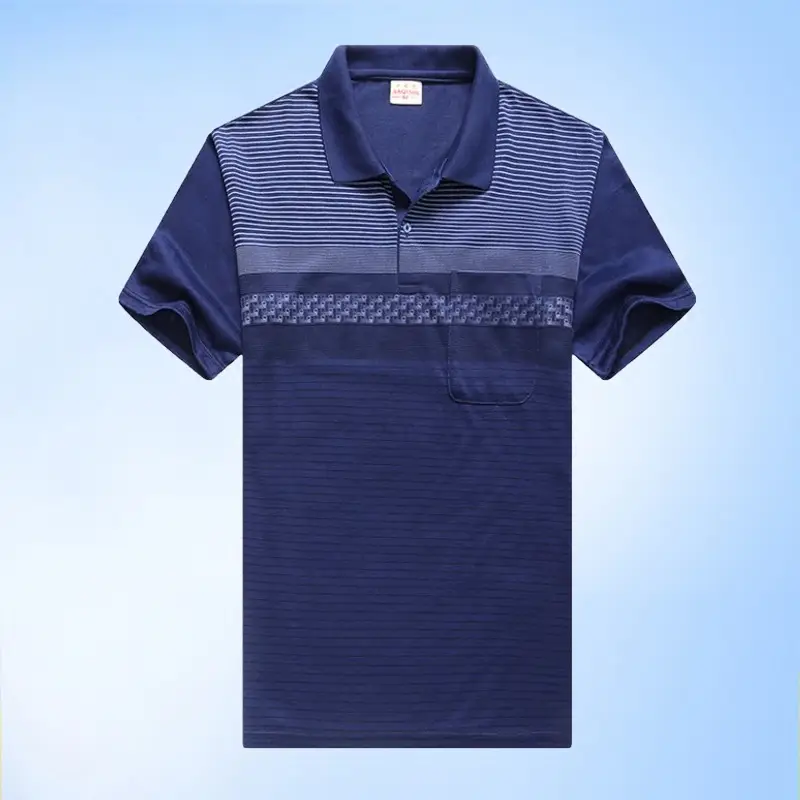 Navy Blue Middle-aged Men Polo T-Shirt Short Sleeve - Image 11