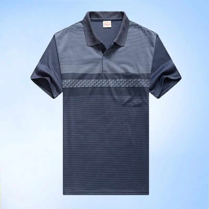 Navy Blue Middle-aged Men Polo T-Shirt Short Sleeve - Image 12