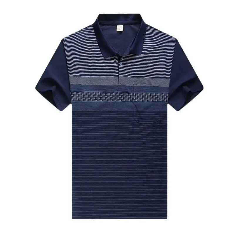 Navy Blue Middle-aged Men Polo T-Shirt Short Sleeve - Image 14