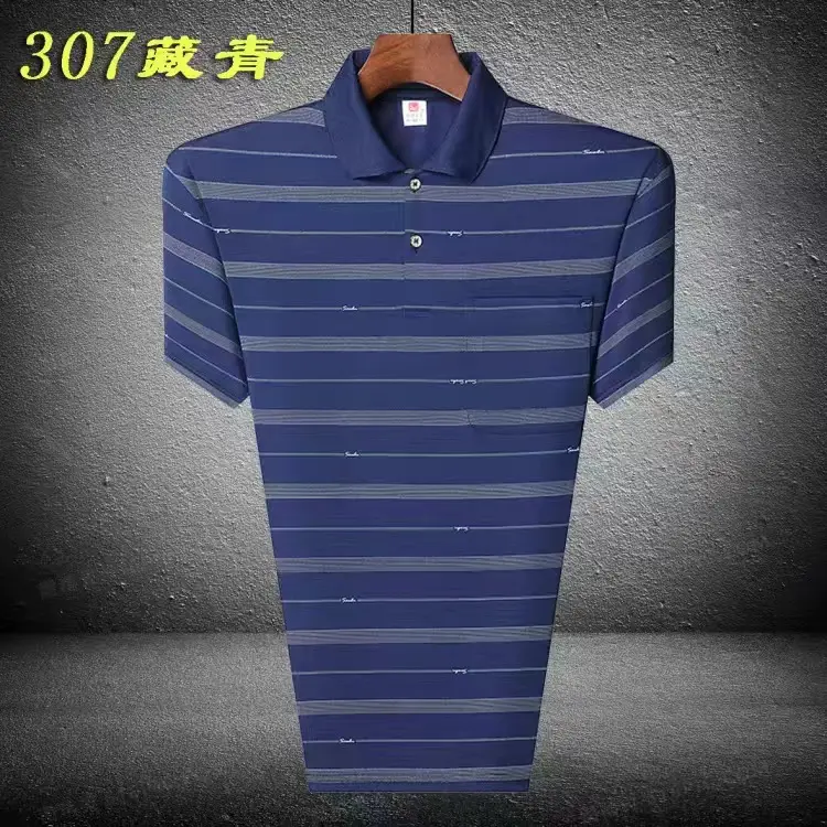Navy Blue Middle-aged Men Polo T-Shirt Short Sleeve - Image 10