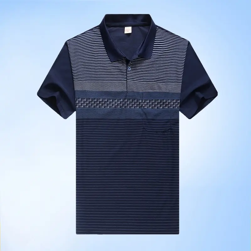 Navy Blue Middle-aged Men Polo T-Shirt Short Sleeve - Image 2