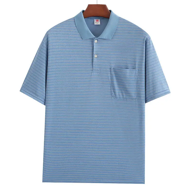 Navy Blue Middle-aged Men Polo T-Shirt Short Sleeve - Image 5